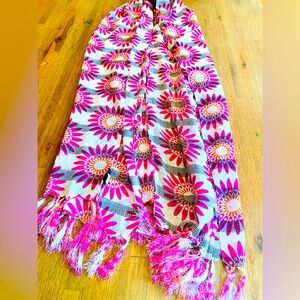 Echo Pink and white Floral Scarf shawl wrap